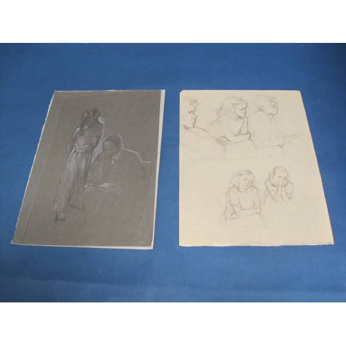 224 - A Folio of unframed drawings and prints from the Studio of Maurice Feild, principally portrait and i... 