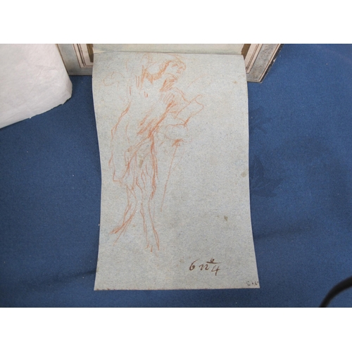 226 - FLEMISH SCHOOL. Late 17th Century. A male figure standing, recto, red crayon on blue paper, a study ... 