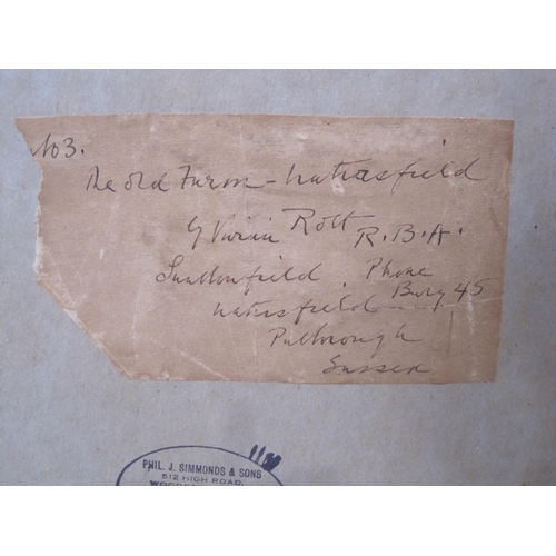 229 - G. VIVIAN ROTH RBA. The Old Farm, Watersfield, signed, and indistinctly inscribed on a label verso, ... 