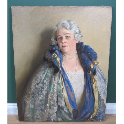 249 - MARGARET LINDSAY WILLIAMS. Portrait of Florence Anne Ridgeley, half-length, wearing a dress with fur... 