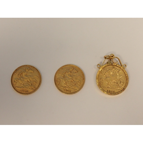 291 - Edward VII, 1905 Gold half Sovereign and two George V Gold half Sovereigns, 1912 & 1914 (the last in... 