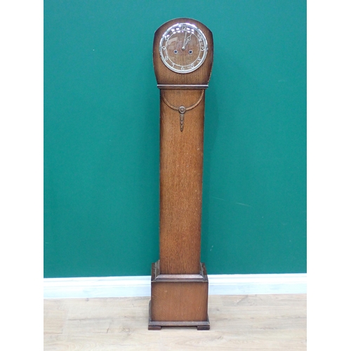 307 - An oak veneered Grandmother Clock 4ft 4in H x 9in W