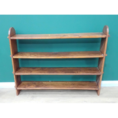 327 - An oak open Bookcase with pegged joints 4ft 4in W x 3ft 6in H