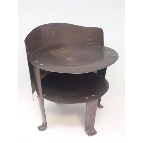 332 - An Arts and Crafts copper Kettle Stand in the manner of Dresser 11in H x 10in D