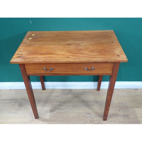 351 - A 19th Century mahogany side Table fitted frieze drawer on squared supports, 2ft 9in W