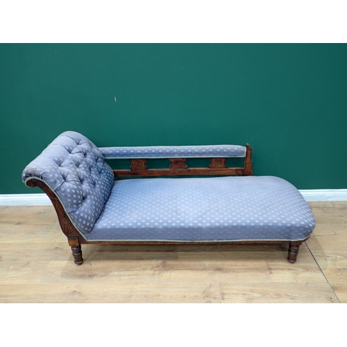 358 - A late Victorian upholstered Chaise Longue on turned supports, 5ft 4in L