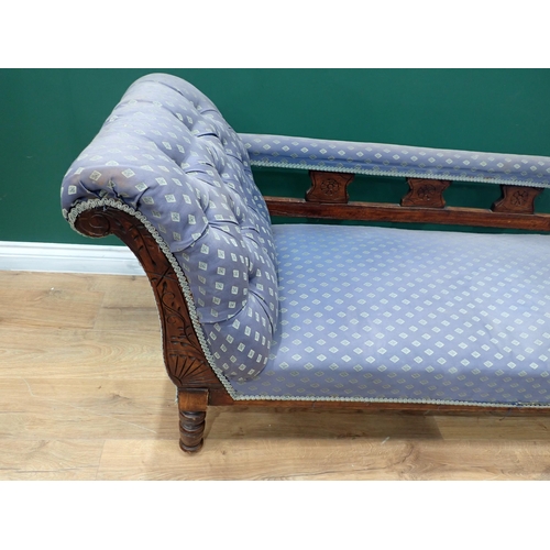 358 - A late Victorian upholstered Chaise Longue on turned supports, 5ft 4in L