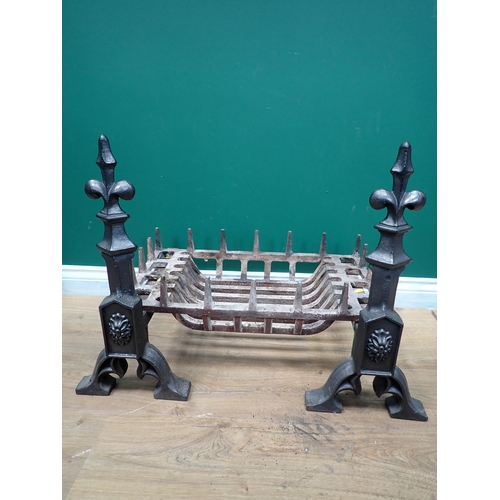 367 - A cast iron Fire Basket and a pair of cast iron Fire Dogs