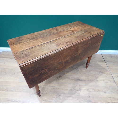 371 - A Victorian elm large Pembroke Table fitted drawer to each end mounted upon turned supports 4ft W x ... 