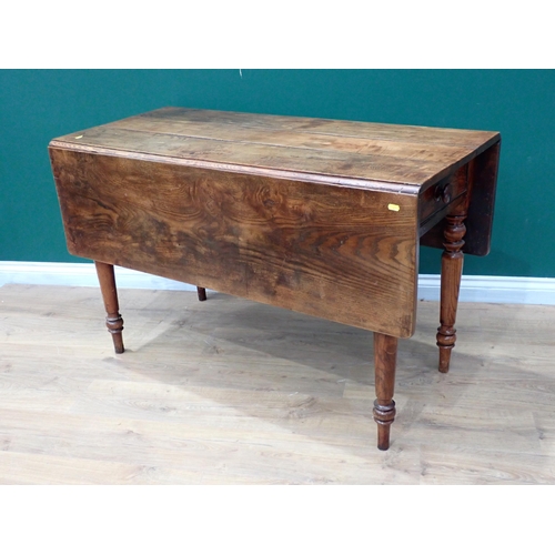 371 - A Victorian elm large Pembroke Table fitted drawer to each end mounted upon turned supports 4ft W x ... 