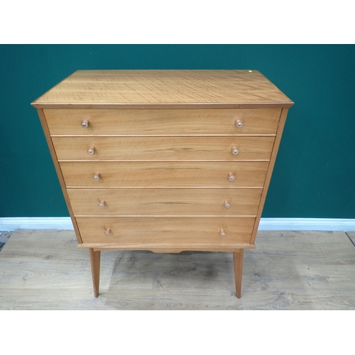 379 - An Alfred Cox mid-century teak Chest of five drawers 3ft 9in H x 2ft 10in W and Dressing Table fitte... 