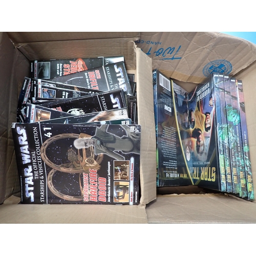 38 - Three boxes of Star Wars, Star Trek and James Bond Annuals and Magazines