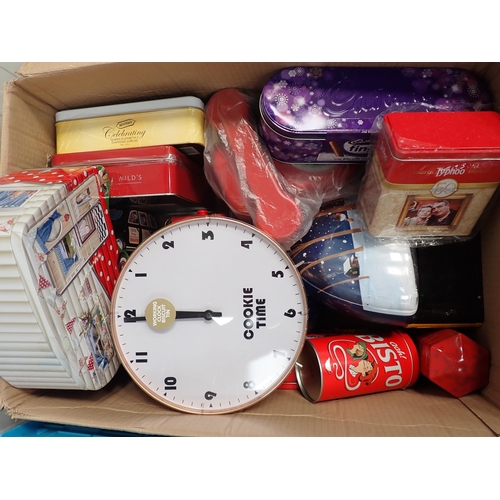 40 - Two boxes of Biscuit Tins and Tea Advertising items