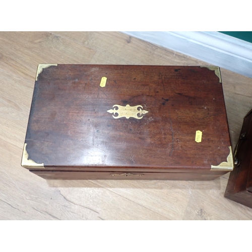 408 - Three 19th Century mahogany and brass bound Writing Boxes A/F