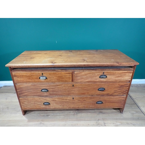 410 - A 20th Century mahogany Plan Chest fitted two short and two long drawers 4ft 11in W x 2ft 7in H