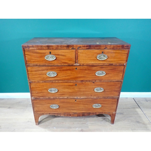 413 - A 19th Century mahogany Chest of two short and three long drawers on splayed feet 3ft 6in W x 3ft 6i... 