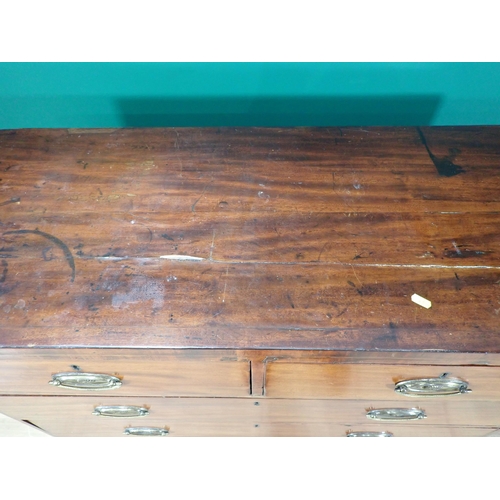 413 - A 19th Century mahogany Chest of two short and three long drawers on splayed feet 3ft 6in W x 3ft 6i... 