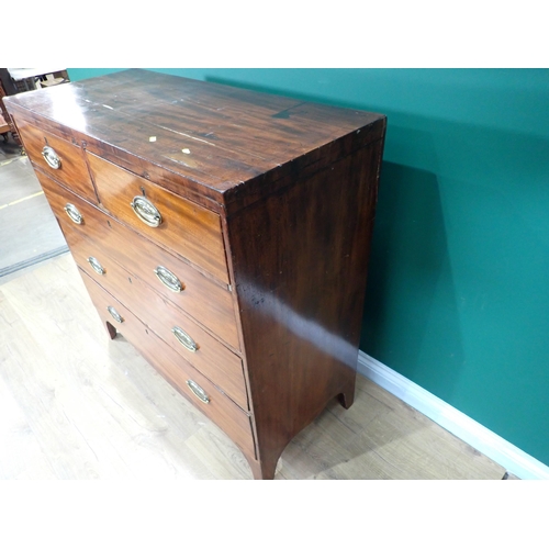 413 - A 19th Century mahogany Chest of two short and three long drawers on splayed feet 3ft 6in W x 3ft 6i... 