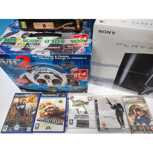 42 - A boxed Sony Playstation 3 with Accessories and Games