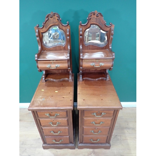 422 - A pair of Victorian walnut mirror back Bedside Cupboards 4ft 10in H x 1ft 4in W