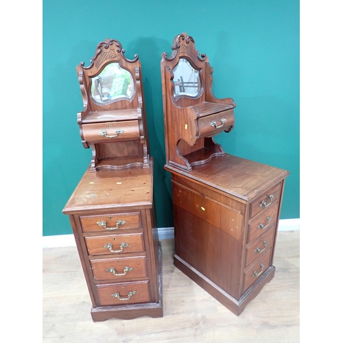 422 - A pair of Victorian walnut mirror back Bedside Cupboards 4ft 10in H x 1ft 4in W