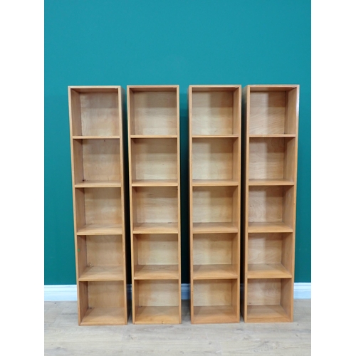 461 - A set of four oak narrow Shelves, 4ft 5in H x 11in W