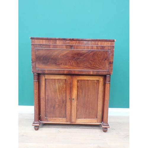 464 - A 19th Century mahogany Cabinet with hinged cover above a pair of cupboard doors, 2ft 9in W