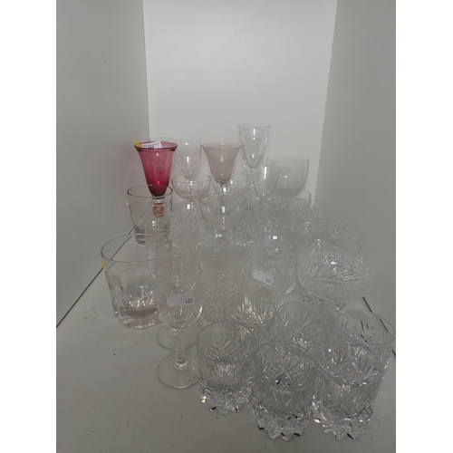 489 - A quantity of Glassware including Tumblers, Wines etc