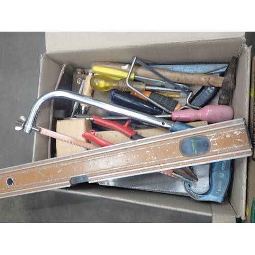 522 - Three boxes of Tools including a Circular Saw, a Hot Air Gun, Spirit Level, Hand Tools etc