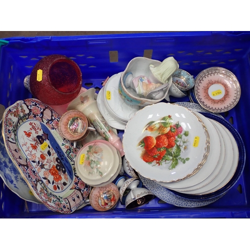 540 - Two boxes of assorted Ceramics including Spode Italian part Tea Service, rose decorated part Dessert... 