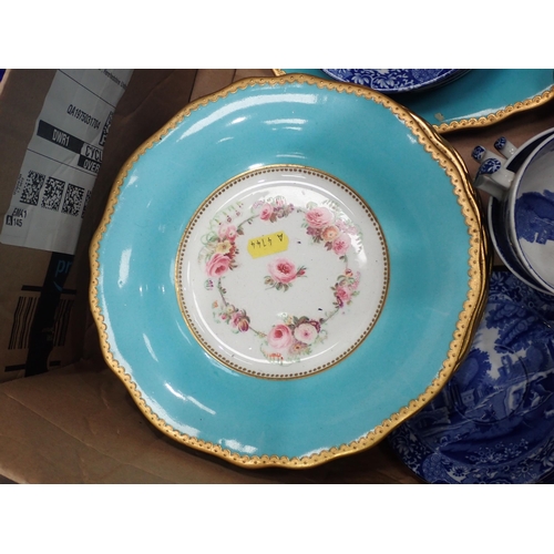 540 - Two boxes of assorted Ceramics including Spode Italian part Tea Service, rose decorated part Dessert... 