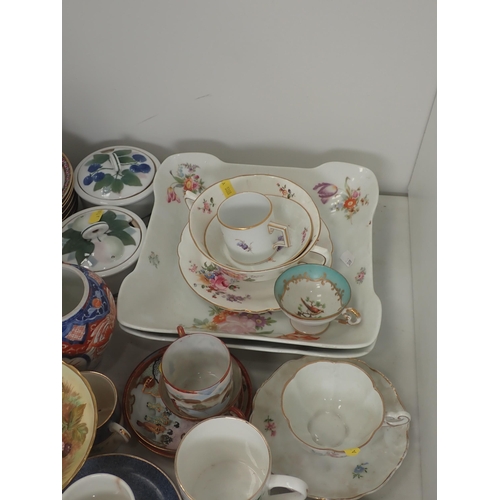 554 - A part Tea Service, Tuscan part Coffee Service, other Cups and Saucers, Plates, etc.