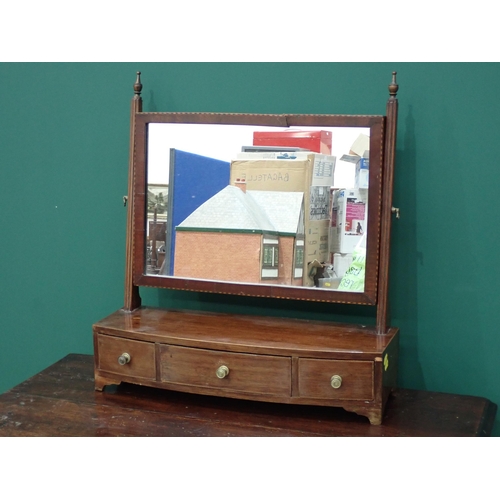 56 - A 19th Century mahogany Dressing Mirror with bow fronted box base fitted three drawers on bracket fe... 