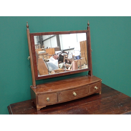 56 - A 19th Century mahogany Dressing Mirror with bow fronted box base fitted three drawers on bracket fe... 