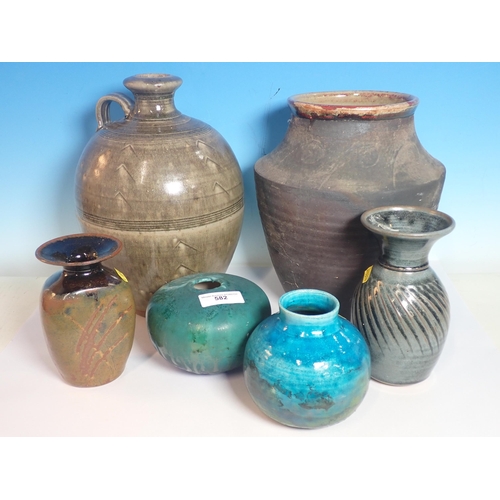 582 - Six studio pottery Vases