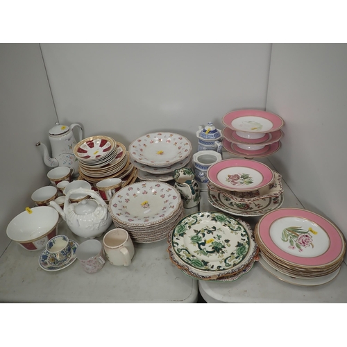 587 - A quantity of Dinner Plates, part Dessert Service, Coffee Pot, etc.