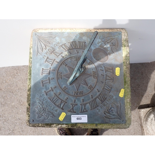 603 - A composite stone Sun Dial 2ft 10in H