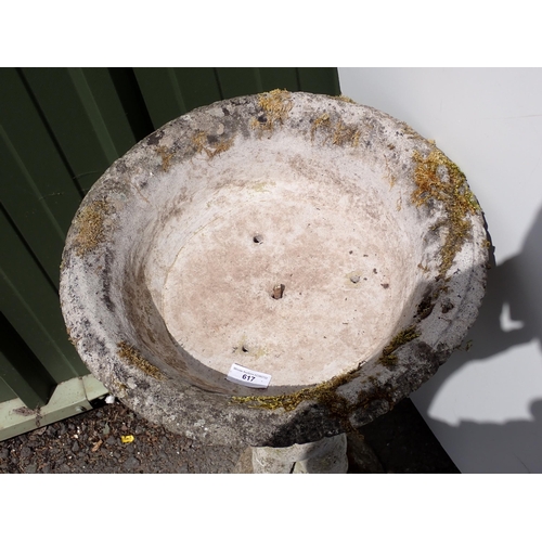 617 - A composite Bird Bath with figural column in the form of a boy 2ft 7in H