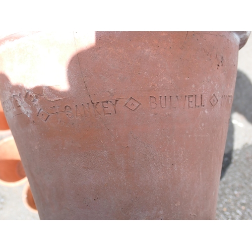 618 - A quantity of terracotta Plant Pots including ones named Sankey & Sons and Bulwell