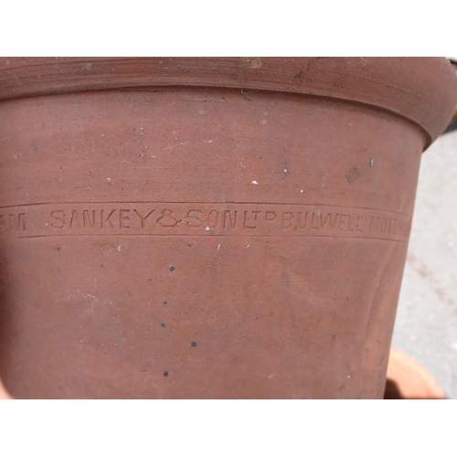 618 - A quantity of terracotta Plant Pots including ones named Sankey & Sons and Bulwell