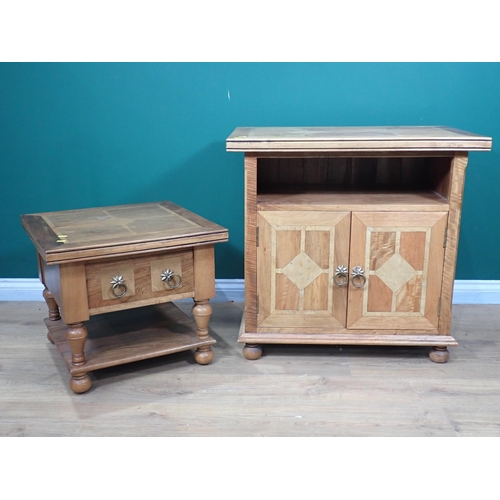 639 - A reproduction low Table fitted frieze drawer and a Side Cabinet fitted a pair of cupboard doors, 2f... 