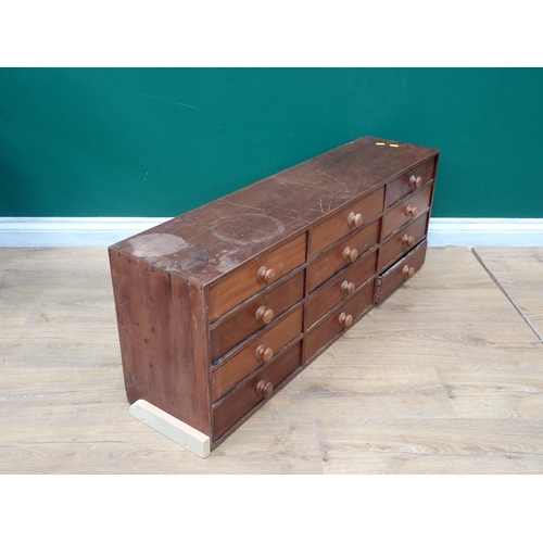 669 - A 19th Century mahogany double sided bank of twelve drawers 3ft 6in W x 1ft 4in H