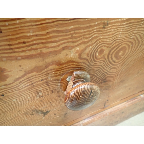 670 - A 19th Century pitch pine Chest of two short and three long drawers on plinth base 3ft 6in W x 3ft 4... 