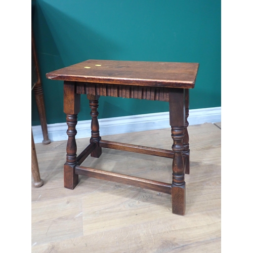 732 - A small oak chest of two drawers, 2ft 6in W and an oak Stool