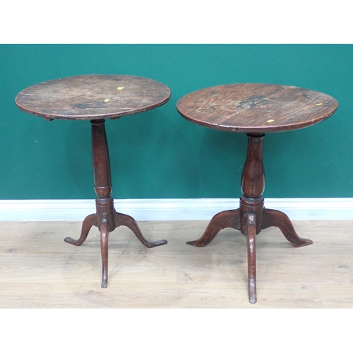 74 - Two 18th Century oak Pillar Tables A/F