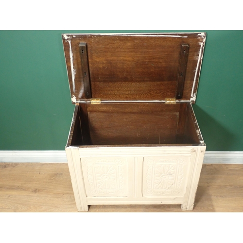 740 - A small white painted Coffer with hinged top and panelled front, 2ft 6in w