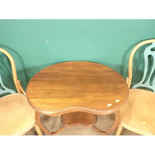 775 - Two Bar Stools, four Bistro Chairs and a mahogany kidney shaped Occasional Table