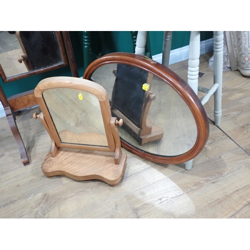 786 - Two Stools, mahogany framed Robing Mirror, Dressing Mirror and Victorian mahogany framed green butto... 