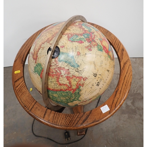 79 - A modern Globe on oak veneered stand A/F, failed PAT