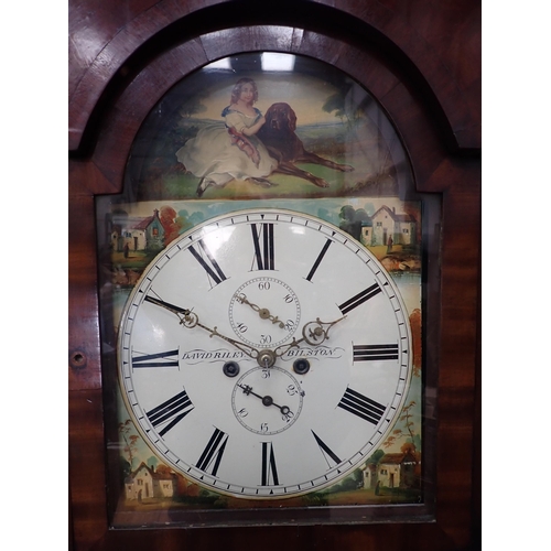 799 - A 19th Century Longcase Clock with painted arched dial by David Riley, Bilston displaying two subsid... 